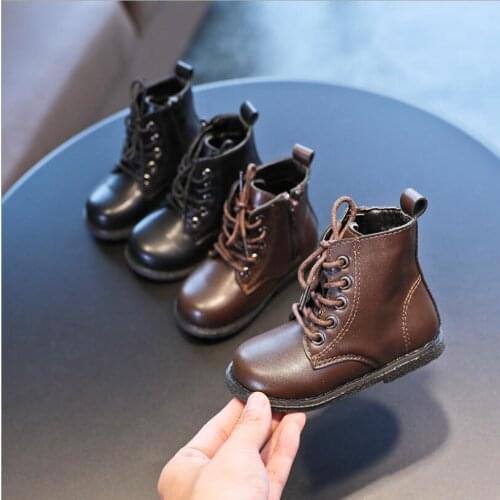 Hot Childrens winter Martin boots Boys fashionable side zipper mid-cut boots Soft sole comfortable baby toddler Keep warm shoes
