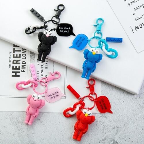 PVC Kids Keyring Cartoon Key Chain Woman Keychain Anime Man Key Ring Girls Personality Cute Gray Sleutelhanger New