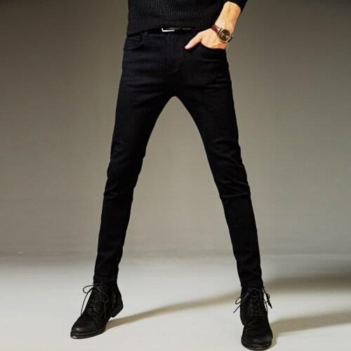 Business Casual Black Pants Men Cotton Stretch Straight Slim Fit Trousers