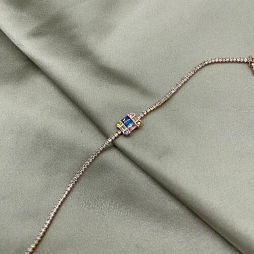 Rose Plated Colorful Baguette Ultra Bracelet