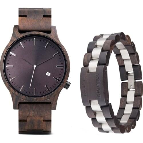 DODO DEER Mens Wacthes Wood Bracelet Strap Fashion Jewelry Accessories Calendar Date Business Wristwatch Male Gift Box Dropship