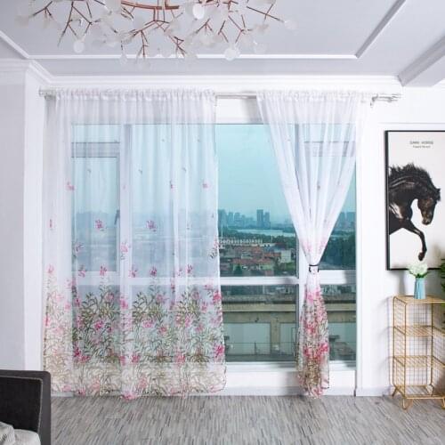 Home Decor Curtain 100x200cm Treatment Tulle Curtains Fabric Fabrics Curtains Twig Flower Curtains Tulle Curtains