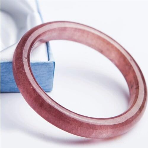 Precious Genuine Natural Ice Strawberry Quartz Crystal Round Charm Transparent Gems Stone Woman Bangle Inner Diameter 57mm
