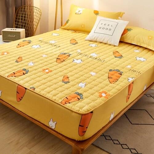 Carrot Breathable Mattress Covers Protector Printed Elastic Mattress Topper Cartoon Protection Pad Covers