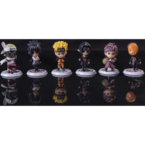 NARUTO Sasuke Naruto Itachi Killer Bee Gaara Uchiha Obito A Set of 6 Action Figure Ornament Model Toys