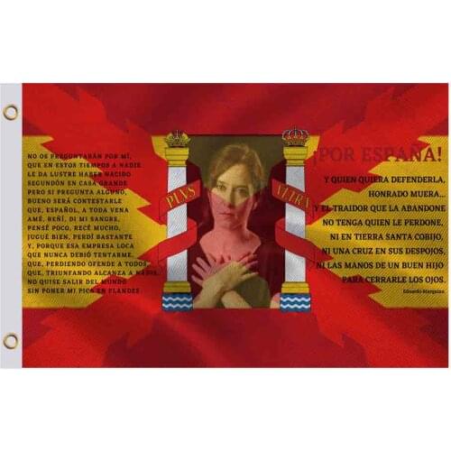 Spain Flag with Cross of Burgundy and the poem of the anthem of the Tercios Spanish Army Madrid 3x5FT 90x150cm 100D Polyester