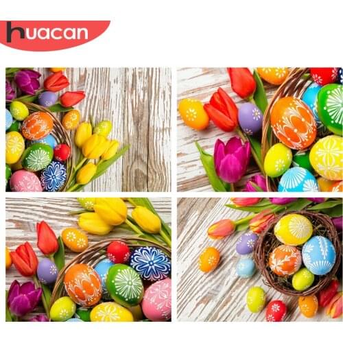 HUACAN 5D DIY Diamond Painting New Cartoon Flower Diamond Embroidery Easter Egg Pictures Of Rhinestones Mosaic Sale Decortion
