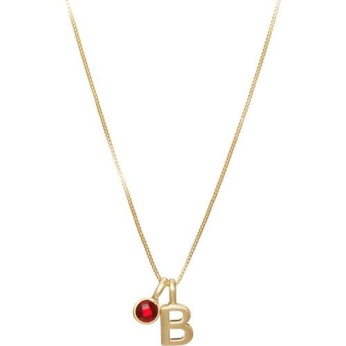 Jaeeyin 2020 Gold Color Delicate Letter B Pendant Necklace Red Glass Minimalist Gift Women Girl Lady Fashion