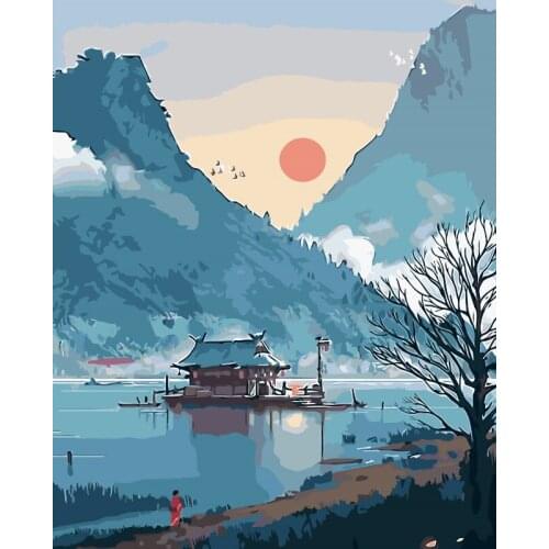 Paint By Numbers Pictures for Adults on Canvas with Framed Landscpae Digital Coloring Drawing Oil Paintings By Number Home Decor