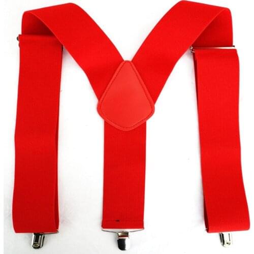 Fashion Classic 11.11 Suspenders Mens New 2 Inch 50mm Wide Black Red Color Y-Back Clip-On Braces Suspenders For Mens Male Cool