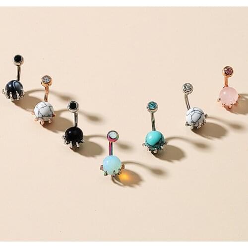Hand Claw Ball Navel Bar Piercing Belly Button Rings Black Blue Turquoise Zircon Opal Ombligo Rings Body Jewelry For Gift