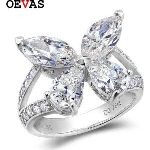 OEVAS 100% 925 Sterling Silver Sparkling High Carbon Dimaond Butterfly Rings For Women Anniversary Gift Girls Party Fine Jewelry
