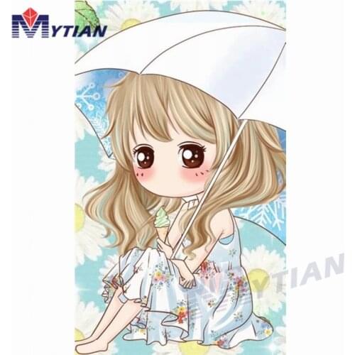 Pretty Anime Girl,Umbrella.5D Diamond Painting Art Kit,Cross Stitch Diamone Embroidery Rhinestone Needlework Wall Stitcker Gift
