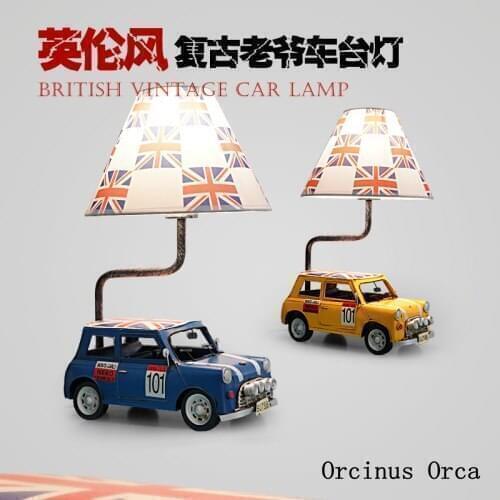 British style vintage car desk lamp boy bedroom childrens room lamp American creative color cartoon car desk lamp