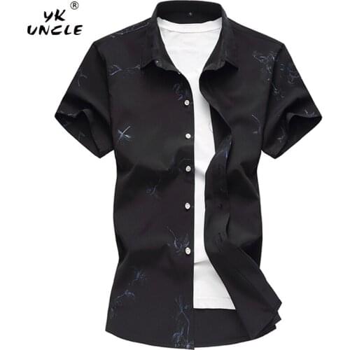 YK UNCLE Brand Leaf Flower Print Men Shirts New Arrival Summer Mens Casual Short Sleeve Shirts Chemise Homme Men Dress Shirts