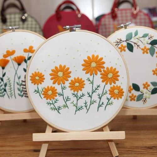 DIY Starter Embroidery with Hoop Flower Plant Pattern Needlework Cross stitch Sewing Kit For Beginner Sewing Art Home Decor