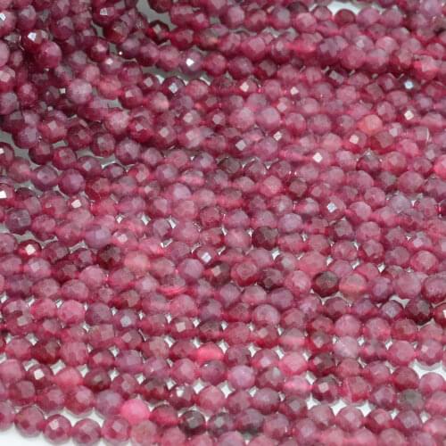 Natural Rubellite tourmaline Faceted Round Beads 3.2mm / 4.2mm