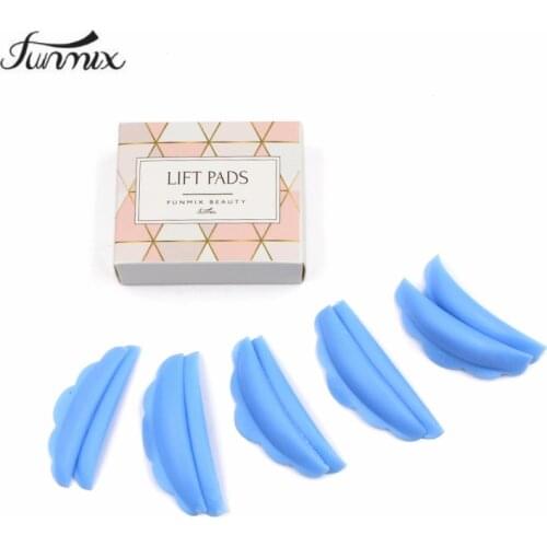 FUNMIX New 5Pair/box Silicone Eyelash Perm Pad Dreamy blue color Recycling Lashes Rods Shield lifting 3D Eyelash Curler