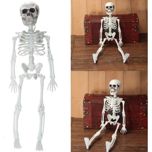 Plastic Jointed Human Skeleton Decoration Halloween Party Scary Jointed Skeleton Bone 40cm Tall For Prop Gift Festival Decor