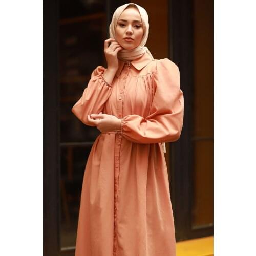 Shirt Collar Balloon Sleeve Belt Dress Turkey Muslim Fashion Hijab Islam Clothing Dubai Istanbulstyles 2021
