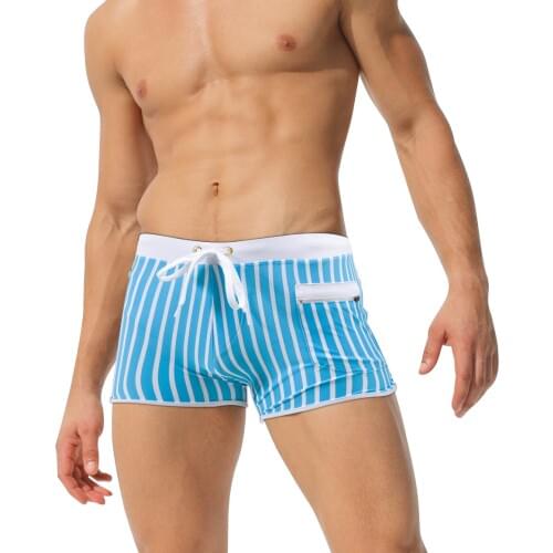 Stripe Swimwear For Men Quick-drying Shorts Board Swimming Suits Fashion Bather Beach Surf Sea Trunks Printing Breathable Suit