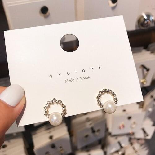 Stud Earrings for Women Exquisite Pearl Fashion Ring Crystal Earrings Jewelry Wholesale