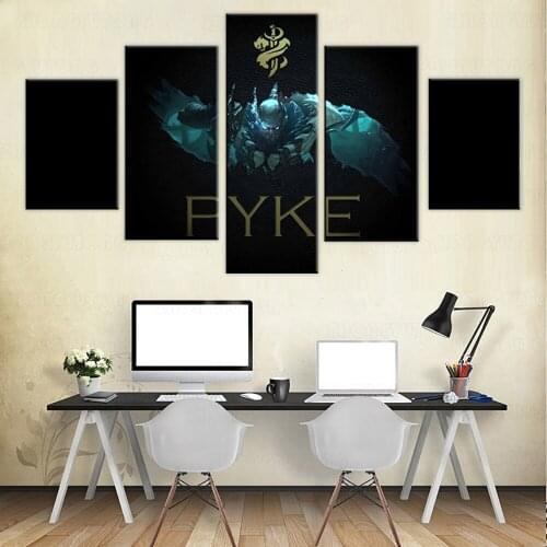 Modern Home Decor Poster Pictures Prints Canvas 5 Piece Modular Lol League Of Legends Pyke Game Living Room Decorative