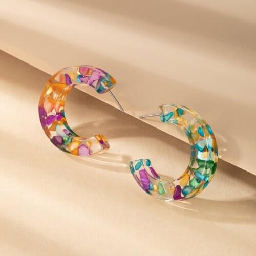 Tocona Colorful Clear Acrylic Stud Earrings for Women 2021 C Letter Geometric Party Jewelry Accessories Gift Pendient 18083