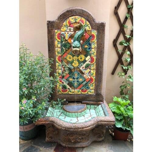 Zq American and European Style Courtyard Outdoor Ceramic Fountain Garden Flowing Water Ornaments Outdoor Landscape Decoration