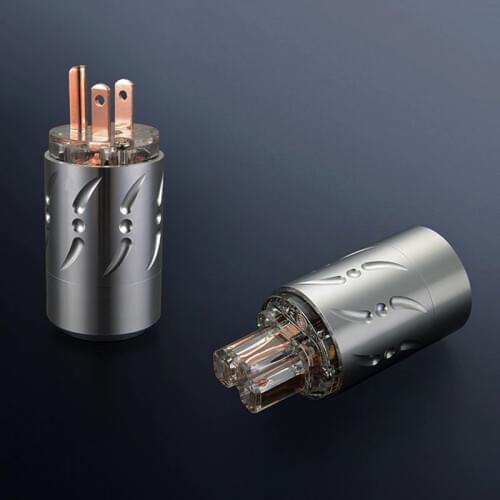 Viborg X 1pair Aluminium Alloy 20mm Transparent HIFI 15A US standard AC plug + Power supply IEC