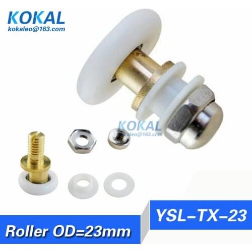 [YSL-TX-23] Free Shipping 8PCS low noise copper ball bearing bathroom fittings roller OD23mm wheel nylon coated bearing pulley