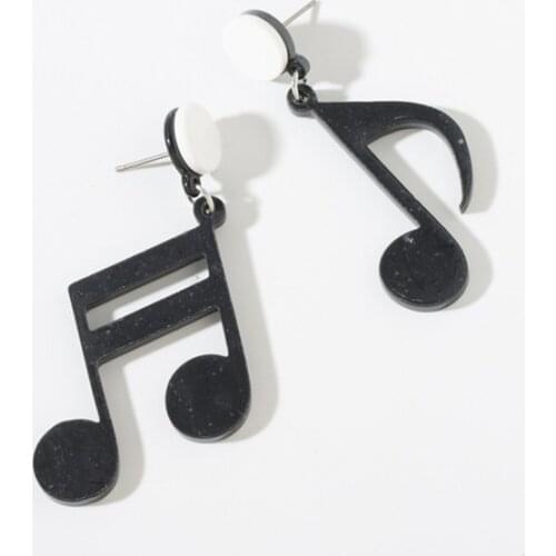 2020 hot Asymmetry Musical Note Stud Earrings for Women Black Acrylic Earrings Korean Fashion Jewelry