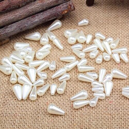 100 PCS/bag sell like hot cakes!White half hole water drops Pearls, 11*22mm loose ABS imitation pearl beads 003009007