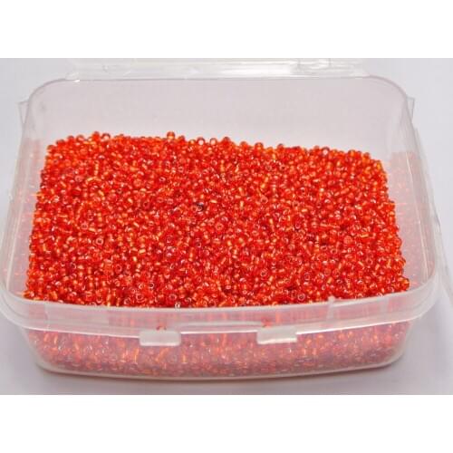 10000 Glass Seed Beads 1.5mm (12/0) silver lined Red + Storage Box