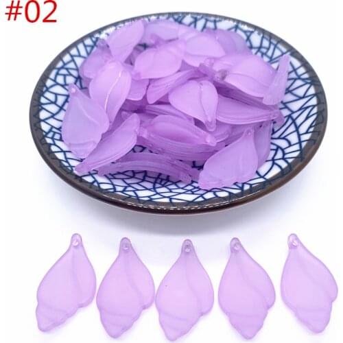 New 23x16mm 20pcs Light Purple Feather Matte Acrylic Beads Beads Style for DIY Handmade Bracelet Jewelry Making Accessorie#02