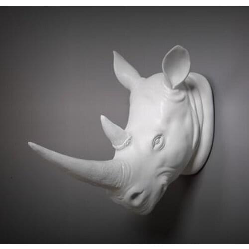 2021 creative European style retro wall hanging simulation rhino head, home office restaurant wall decoration crafts