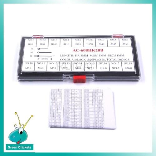 AC-608HK-20B 360pcs Watch Hands Replacement Parts Assortment Watch Second Hand / Minute Hand / Hour Hands Parts for Watchmakers