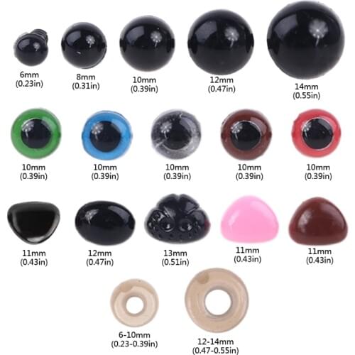 50pcs/set Triangle Nose Round Safety Eyes with Washers for Bear Puppet Dolls Toy GXMB