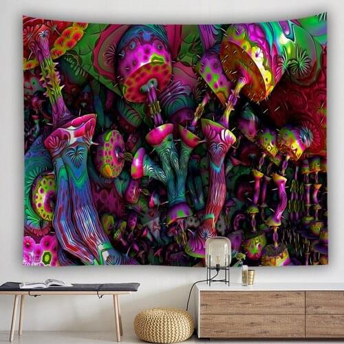 Aggcual Mushroom tapestry aesthetic background cloth print wall hanging decor bohemian psychedelic mural wall carpet mat tap08