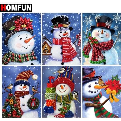 HOMFUN DIY Diamond Painting "Christmas snowman" Full Drill Square Round Diamond Embroidery 5D Cross Stitch Decoration Home