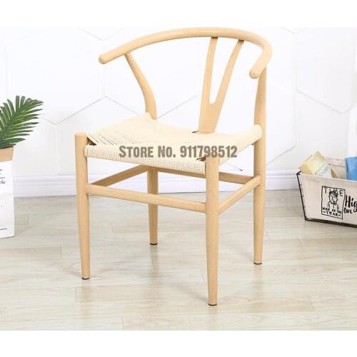 Tea room furniture Zen Chinese home back dining chair Nordic minimalist makeup chair tea chair imitation solid wood wrought iron