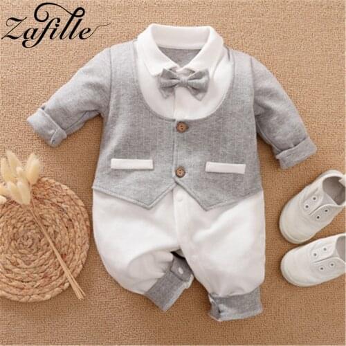 ZAFILLE Baby Costume With Necktie 2021 Baby Boy Romper Male Newborn Overalls for Kids Baby Boy Gentelman Clothes