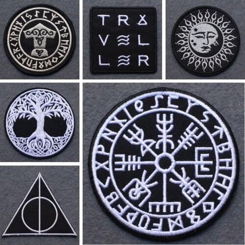 DIY Punk Clothes Stripes Viking Patch Embroidered Patches On Clothes Runes Badges Patch Iron on Patches For Clothing Decor