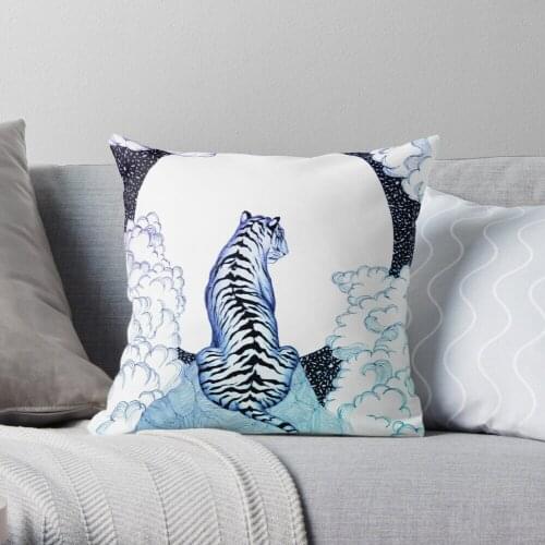 Ombre Tiger Moon Throw Pillow Cushion Cover Polyester throw pillows case on sofa home living room car seat decor 45x45cm