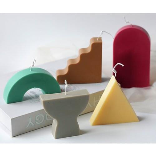 Geometric Shape Candle Mold Silicone Simple Line Resin Wax Mould Home Decor Candle Making Supplies DIY Candle Molds Art Craft