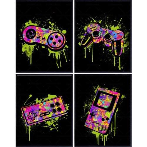 Playstation Remote Control Graffiti abstrac Video Game poster Men Teens Print for Dorm Bar Boys Room Kids Bedroom decor wall art