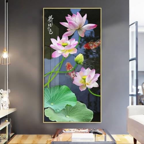 Large Size 60x120cm DIY Oil Painting By Numbers Lotus Landscape Entrance Hallway Hanging Painting Wall Art Picture