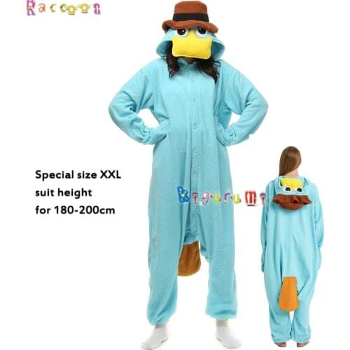 Extra Larg 180-200cm Unisex Animal Fleece Adult Platypus Onesie Boy Girl Christmas Cosplay Winter Pajama Raccoon Kigurumi