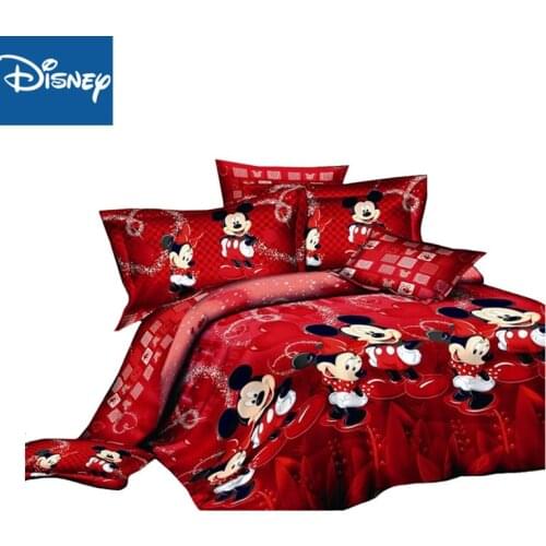 Red mickey minnie mouse bedding sets DISNEY cartoon bedspread cotton bed duvet covers Childrens Girls bedroom decor Queen King