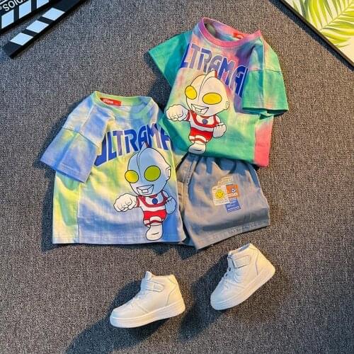 Boys Suit Childrens Clothing Summer Short Sleeve Set 2021 New Baby Boys T Shirt + Shorts Handsome Two Piece Suit